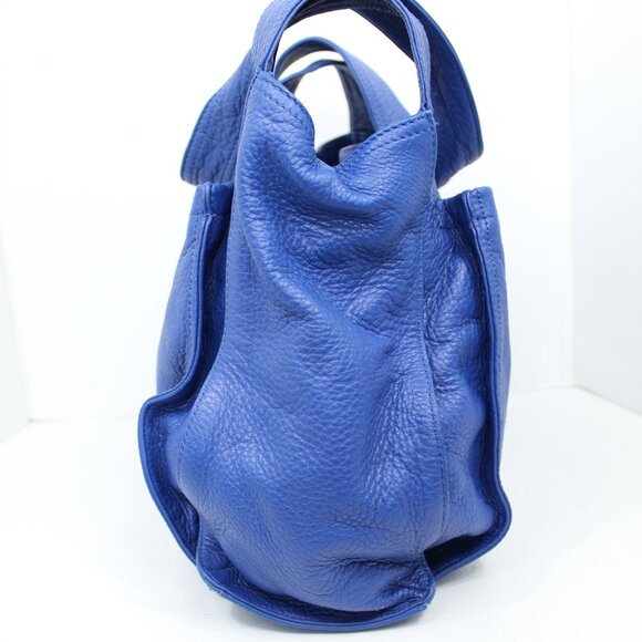 B MAKOWSKY Silver Hot Metal Collection Large Blue Leather Satchel Handbag Tote - Picture 5 of 8